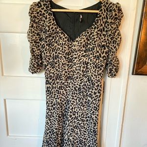 ASOS Leopard fit and flare dress with ruched bodice and sleeves